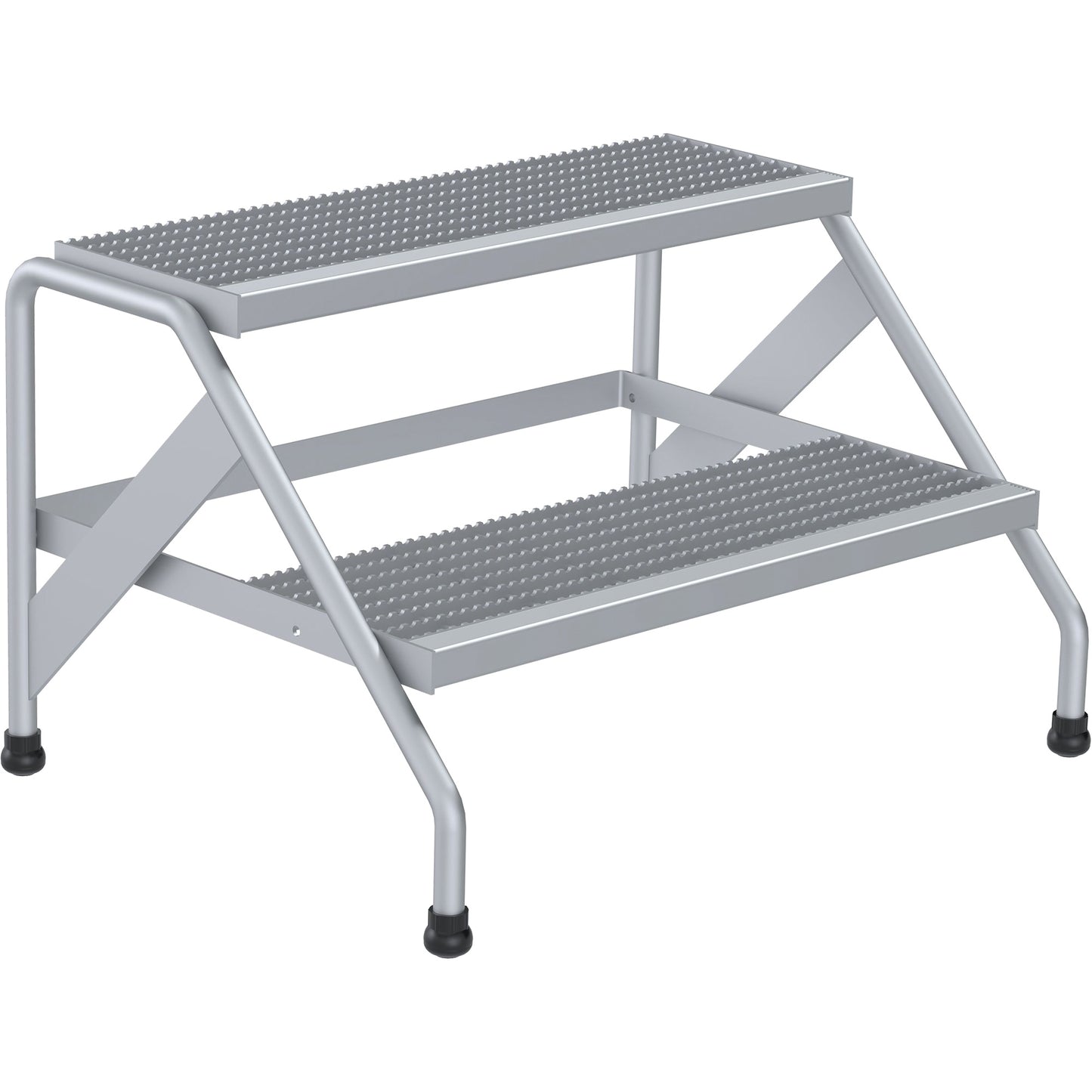 Aluminum Step Stand, 2 Step(s), 32-13/16" W x 24-9/16" L x 20" H, 500 lbs. Capacity
