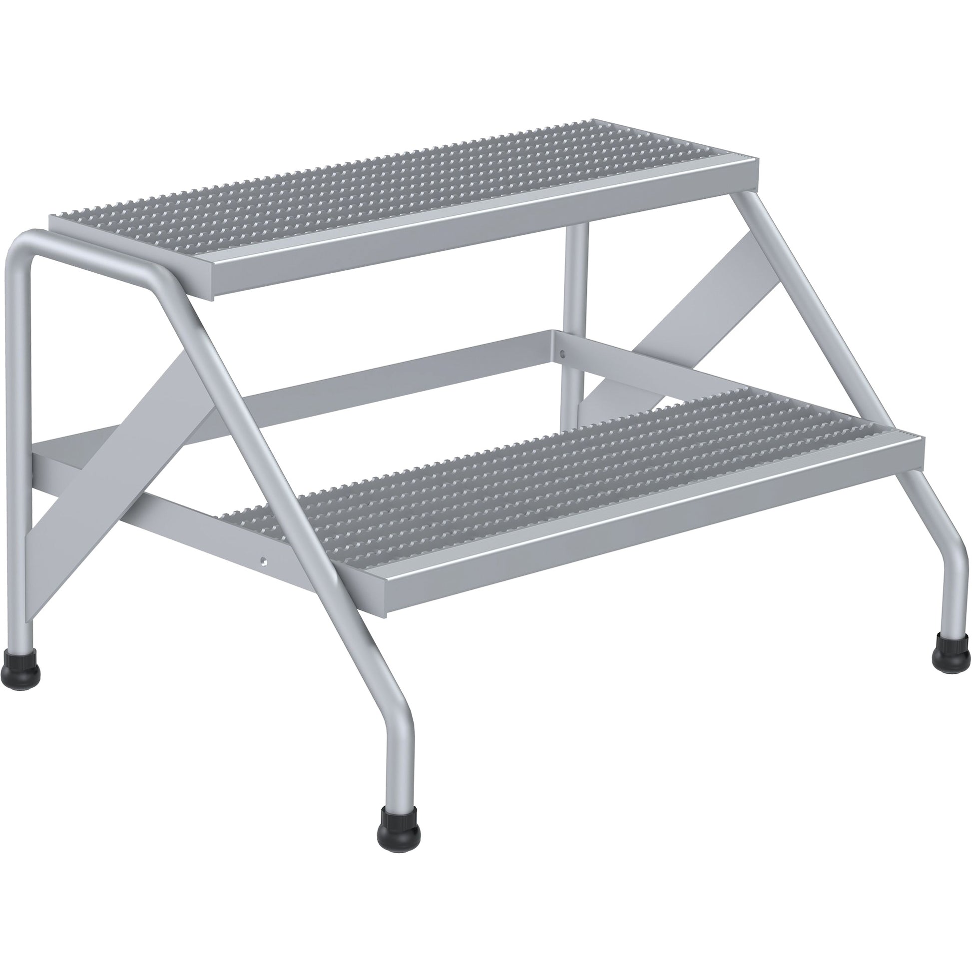 Aluminum Step Stand, 2 Step(s), 32-13/16" W x 24-9/16" L x 20" H, 500 lbs. Capacity