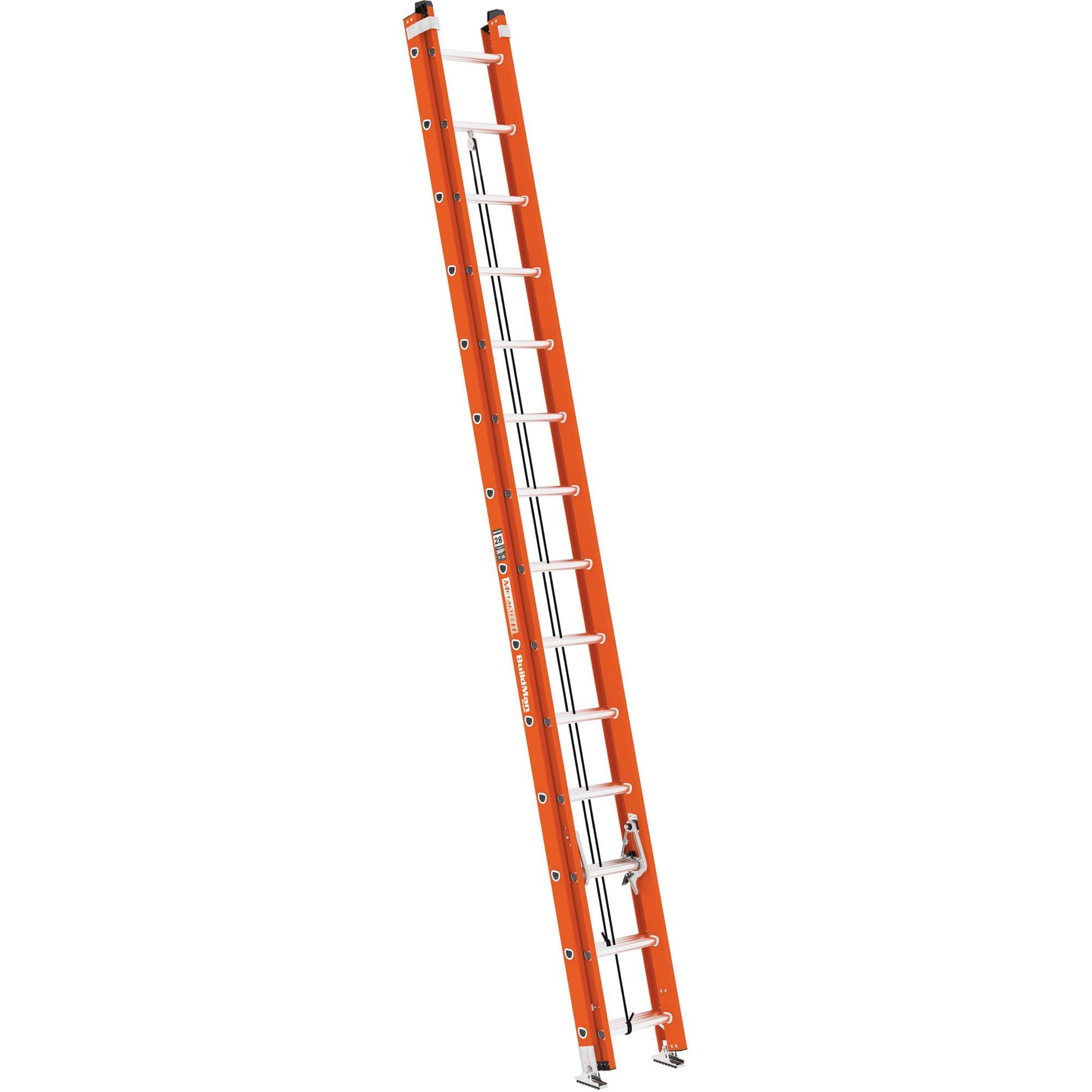 BuildMan® Extension Ladder, 300 lbs. Cap., 28' H, Grade 1A