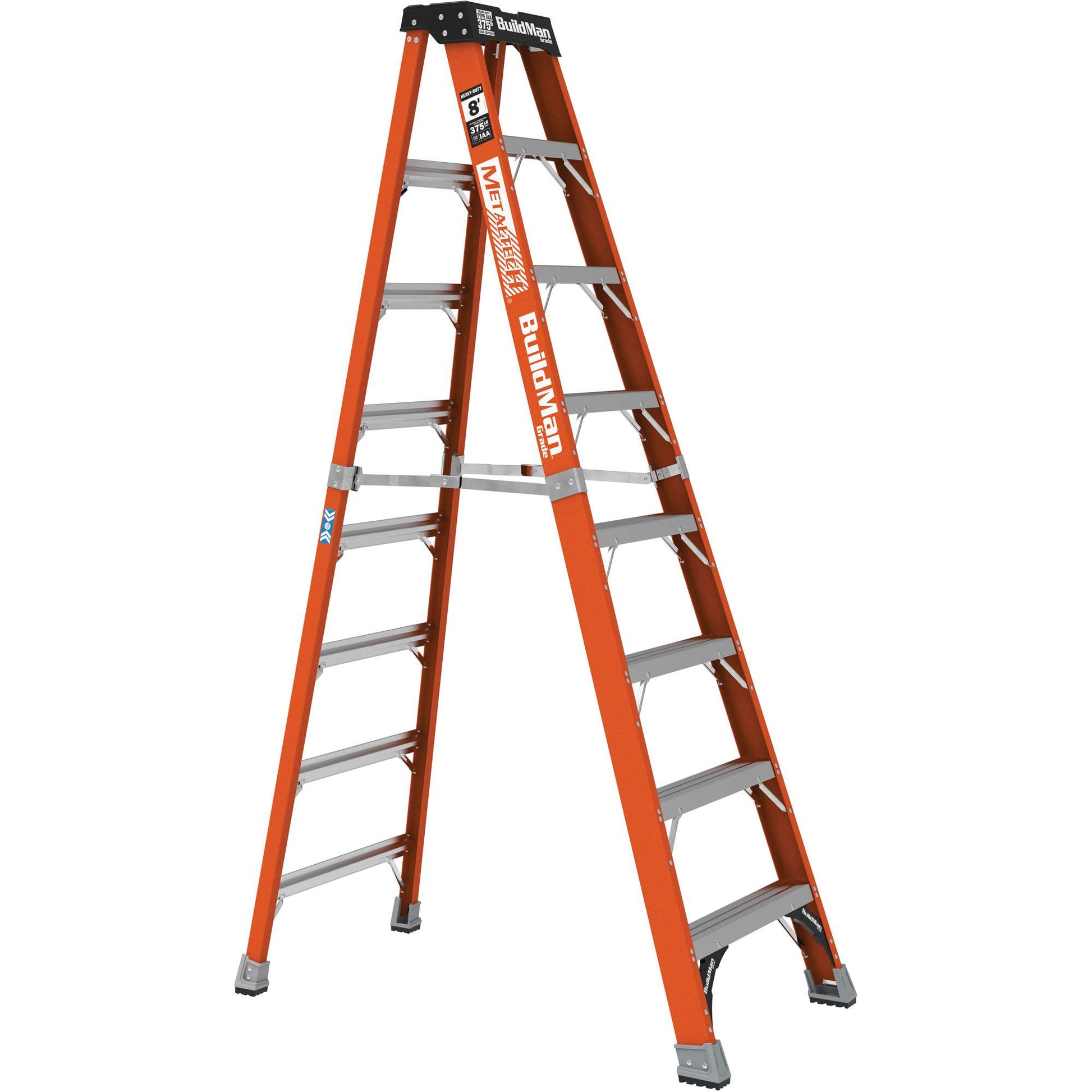 BuildMan® Step Ladder, 8', Fibreglass, 375 lbs. Capacity, Type 1AA