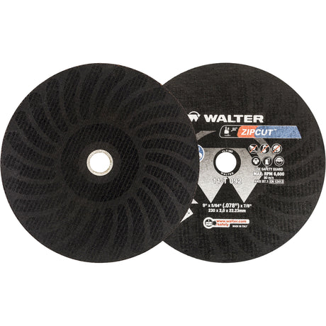 Zipcut™ Reinforced Cut-Off Wheels, 9" x 5/64", 7/8" Arbor, Type 1, Aluminum Oxide, 6600 RPM