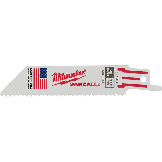 Sawzall® Reciprocating Saw Blade, Bi-Metal, 10 TPI, 4" L x 3/4" W