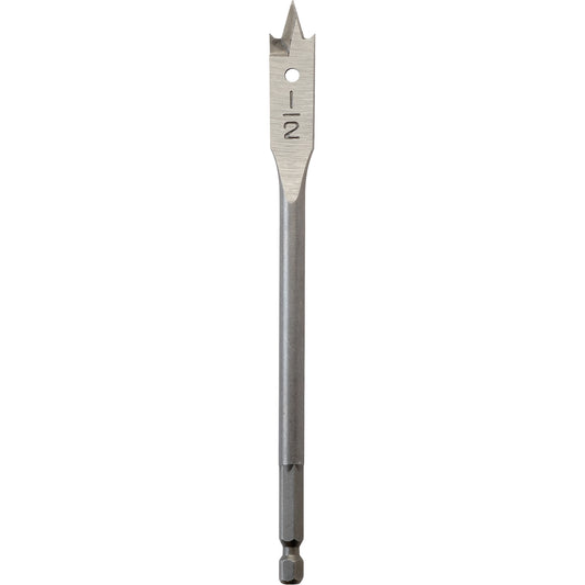 Flat Boring Bit, 1/2" Diameter, 1/4" Hex Shank, 6" Length