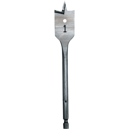Flat Boring Bit, 1" Diameter, 1/4" Hex Shank, 6" Length