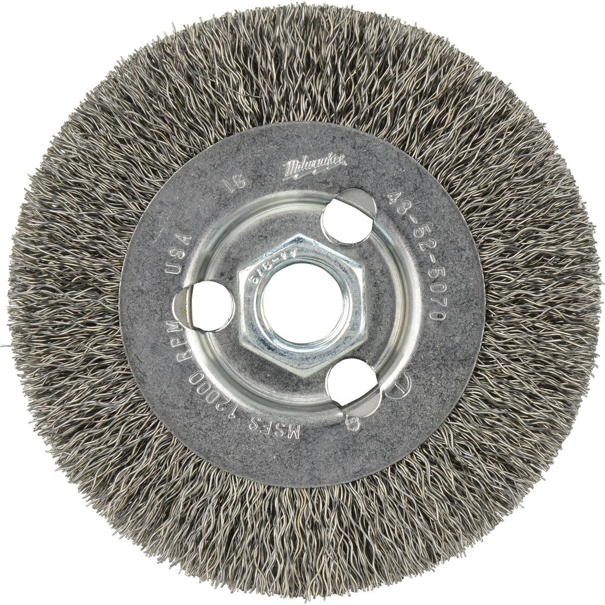Crimped Wire Wheel, 4" Dia., 0.12" Fill, 5/8"-11 Arbor