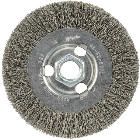 Crimped Wire Wheel, 4" Dia., 0.12" Fill, 5/8"-11 Arbor
