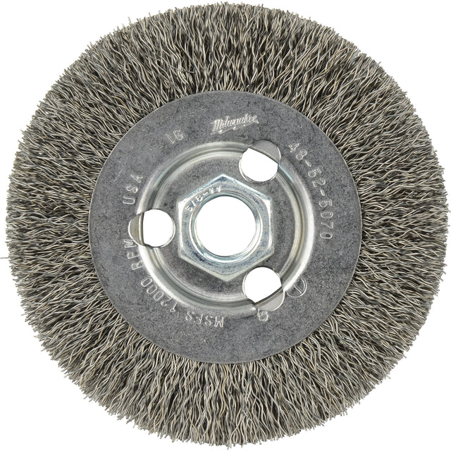 Crimped Wire Wheel, 4" Dia., 0.12" Fill, 5/8"-11 Arbor