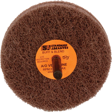 Standard Abrasives™ Buff & Blend Wheel, 3" Dia. x 2" W, 1/4" Arbor, Aluminum Oxide