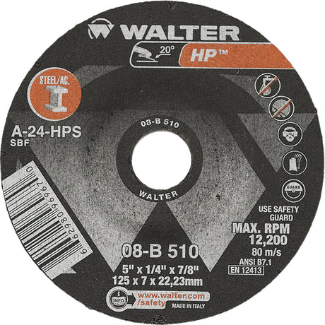 HP™ Depressed Centre Grinding Wheel, 5" x 1/4", 7/8" Arbor, Type 27
