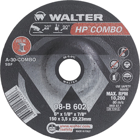 HP Combo™ Depressed Center Combination Wheel, 6" x 1/8", 7/8" Arbor, Type 27