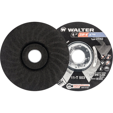 Zip+™ Right Angle Grinder Reinforced Cut-Off Wheels, 5" x 1/16", 7/8" Arbor, Type 27, Zirconia Alumina, 12200 RPM