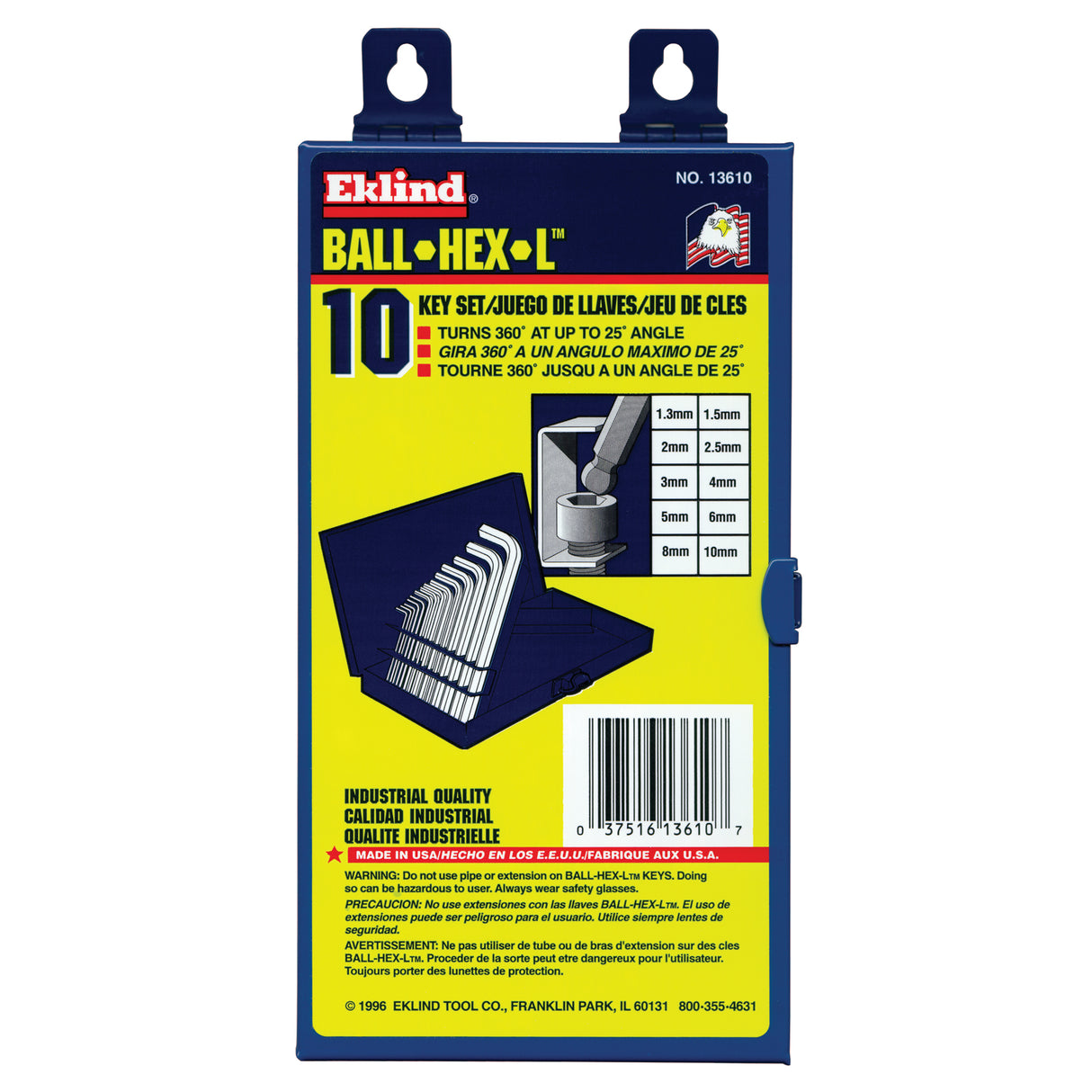 Balldrive Hex Key, Hex End, 5/64" x 3.2" L, L Shape