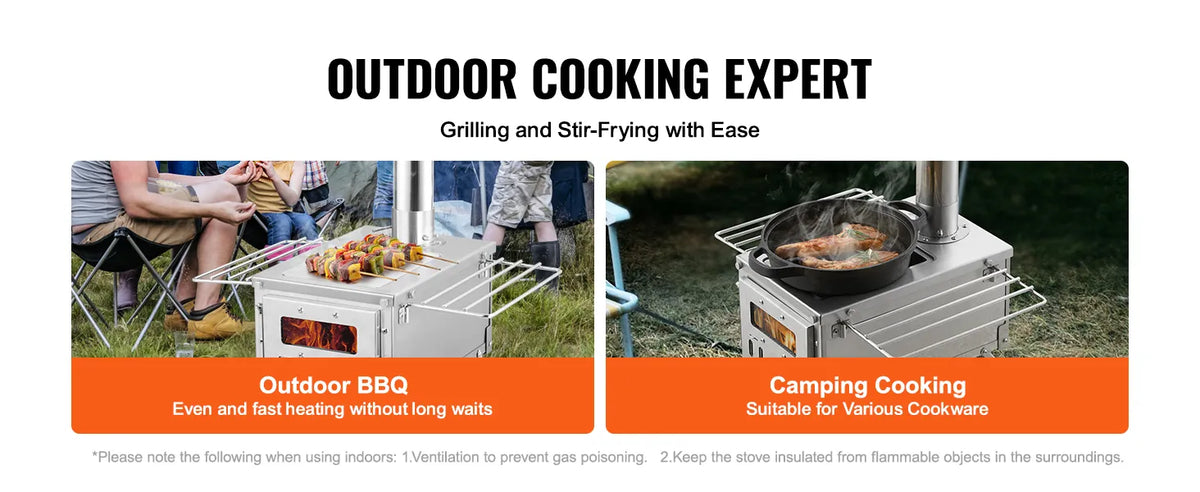 VEVOR Wood Stove, 80 inch, Stainless Steel Camping Tent Stove, Portable Wood Burning Stove with Chimney Pipes & Gloves, 700in³Firebox Hot Tent Stove for Outdoor Cooking and Heating with 8 Pipes extra image