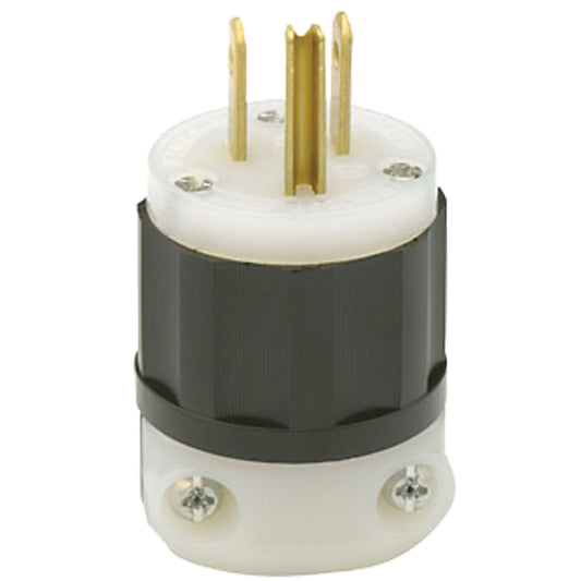 2-Pole 3-Wire Grounding Straight Blade Plug, Nylon, 15 A, 125 V