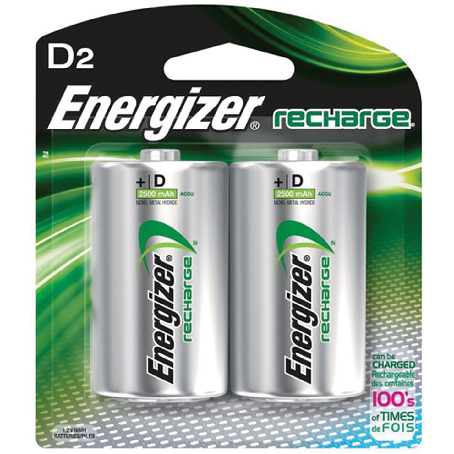 Rechargeable NiMH Batteries, D, 1.2 V