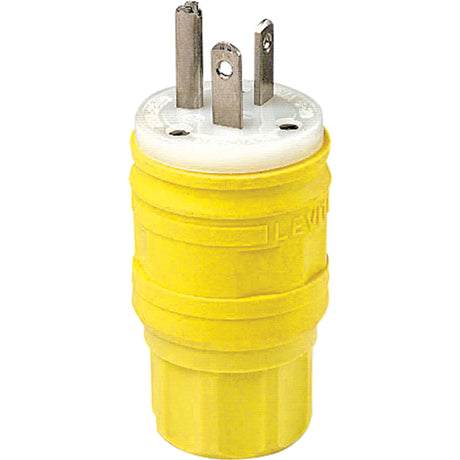 Wetguard Watertight Straight Blade Plug, Plastic, 20 A, 250 V