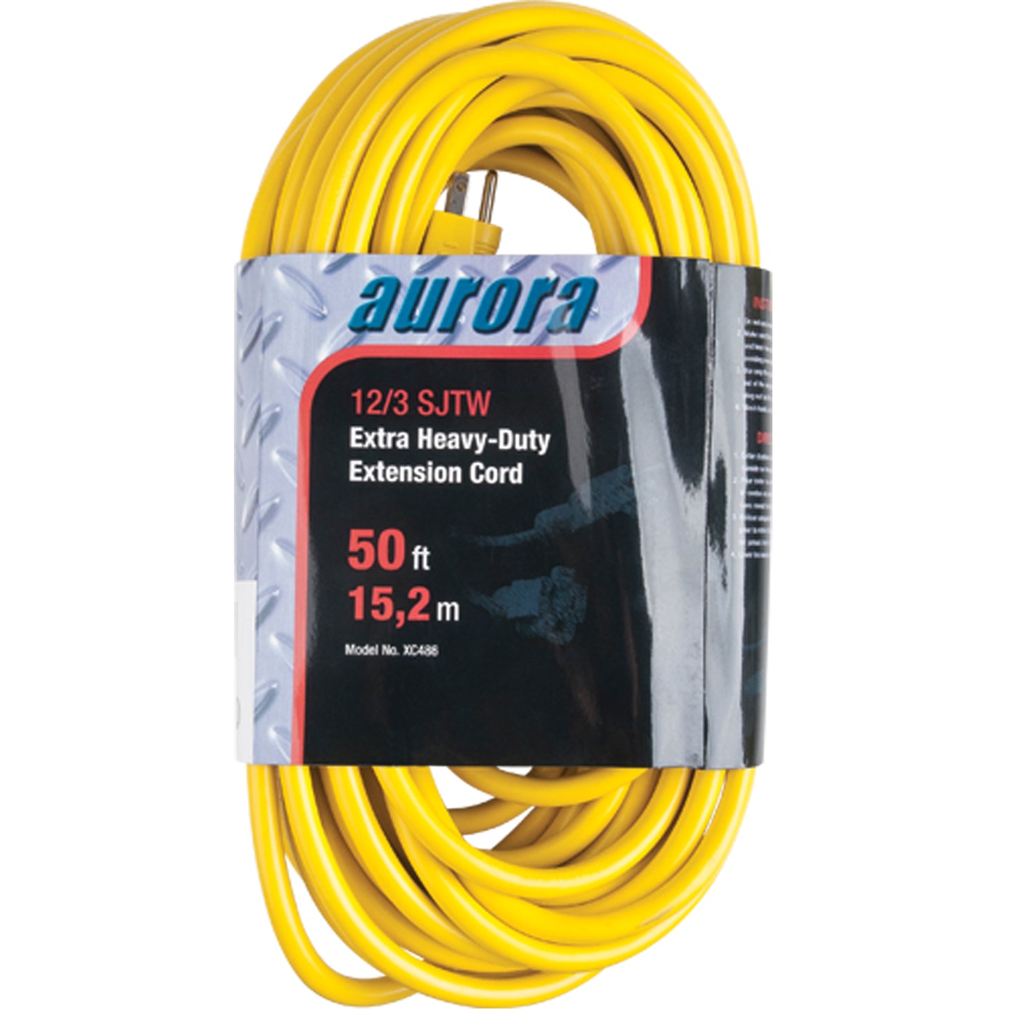 Aurora Tools Vinyl Extension Cord, Outdoor, SJTW, 12/3 AWG, 15 A, 50'