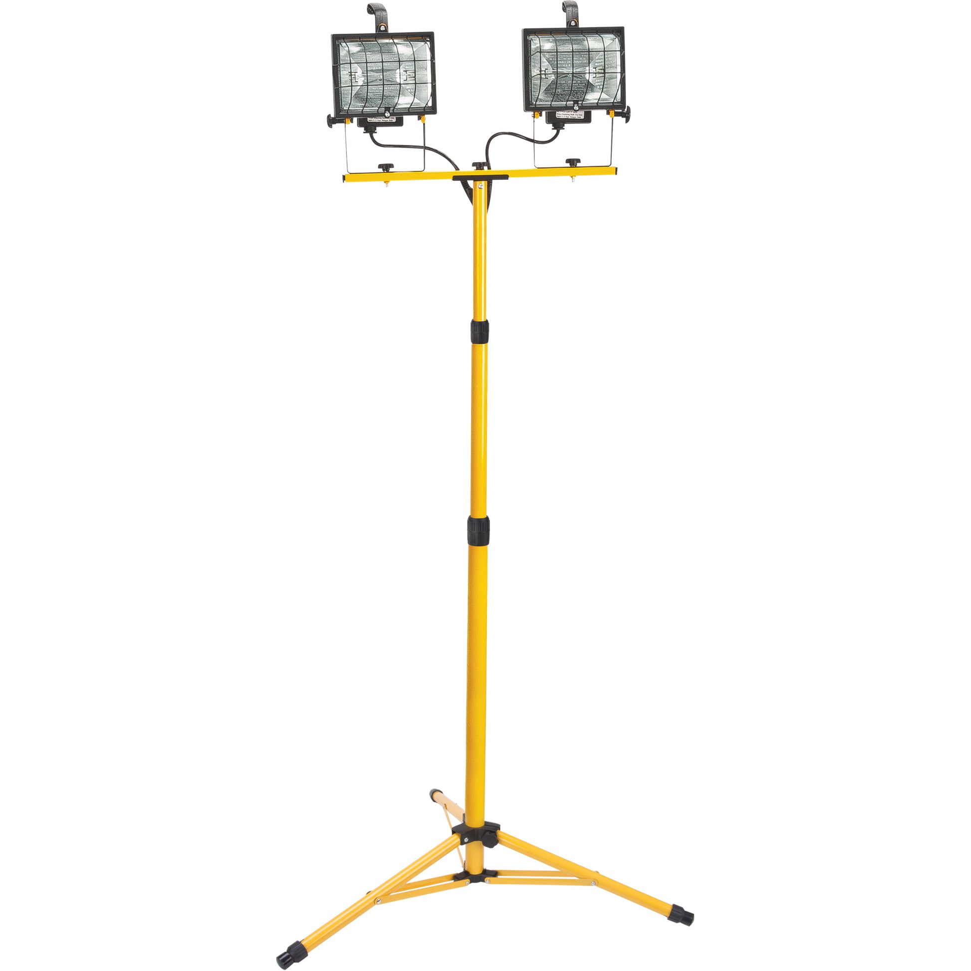 Twin-Head Work Light, Halogen, 500 W, 16000 Lumens, Steel Housing