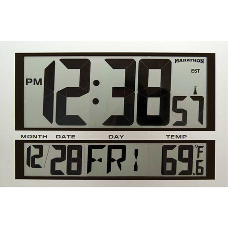 Jumbo Clock, Digital, Battery Operated, 16.5" W x 1.7" D x 11" H, Silver
