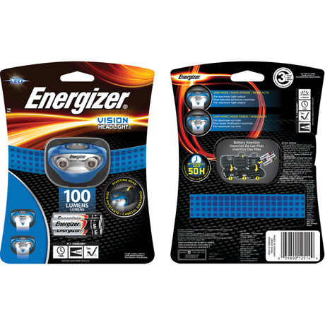 Vision Headlamp, LED, 100 Lumens, 10 Hrs. Run Time, AAA Batteries