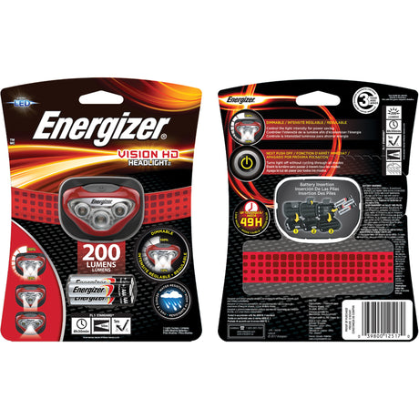 Vision Headlight, LED, 200 Lumens, 8.5 Hrs. Run Time, AAA Batteries