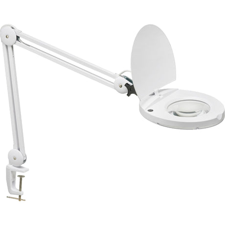 LED Magnifier with A-Bracket, 3 Diopter, LED Light, 47" Arm, C-Clamp, White