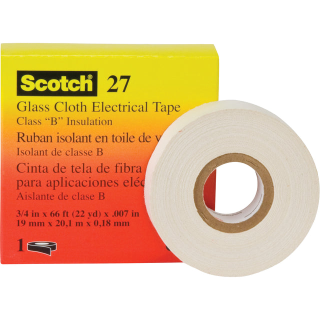 Scotch® 27 Glass Cloth Electrical Tape, 12 mm (1/2") W x 20 m (66') L