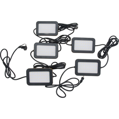 LED String Work Lights, 5 Lights, 50' L, Plastic Housing