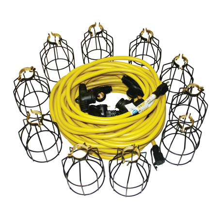 LED Stringlights, 10 Lights, 100' L, Metal Housing
