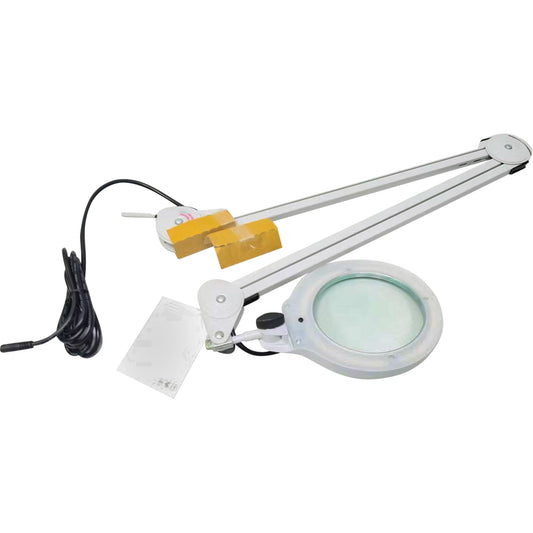 Magnifying Lamp, 3 Diopter, LED Light, 45" Arm, C-Clamp, Grey