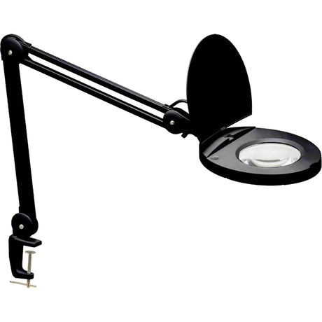 Adjustable Magnifier Lamp, 3 Diopter, LED Light, 47" Arm, C-Clamp, Black