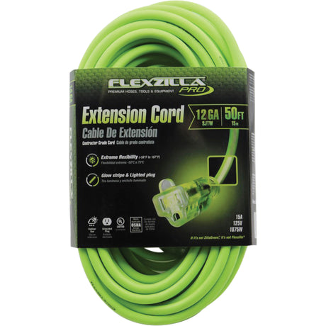 Flexzilla® Pro Industrial Extension Cord, All-Weather, SJTW, 12/3 AWG, 15 A, 50'