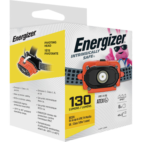 Intrinsically Safe® Headlamp, LED, 130 Lumens, 6 Hrs. Run Time, AAA Batteries