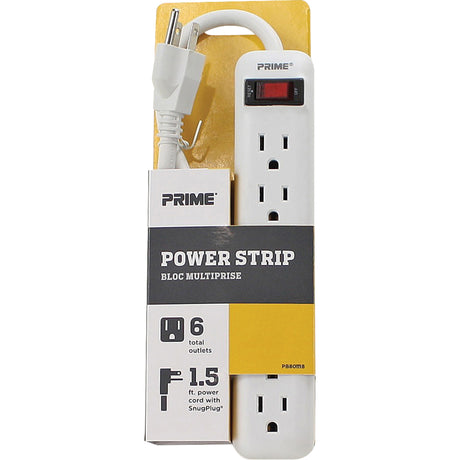 Power Strip, 6 Outlet(s), 1-1/2', 15 A, 1875 W, 125 V
