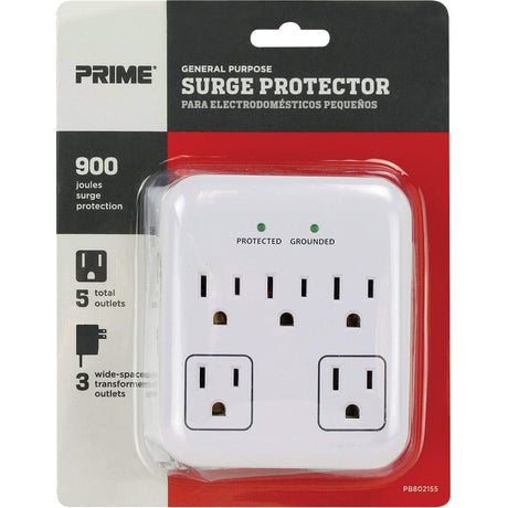 Surge Protector, 5 Outlets, 900 J, 1875 W