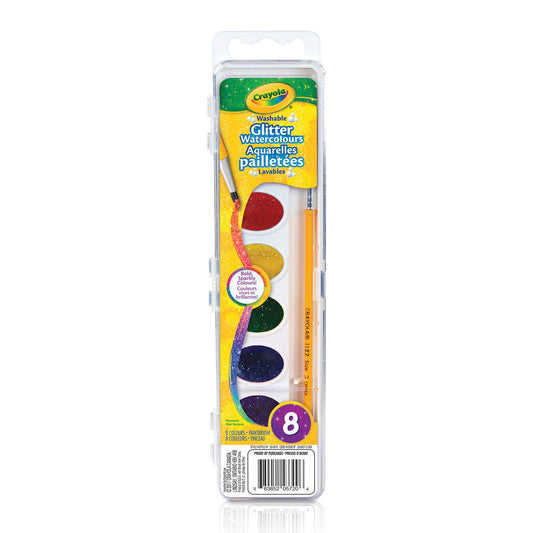 Crayola Washable Glitter Watercolour Paints, 8 Count (Case of 12)