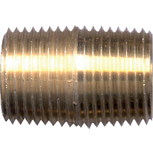 Close Nipple, Brass, 1/4", NPT