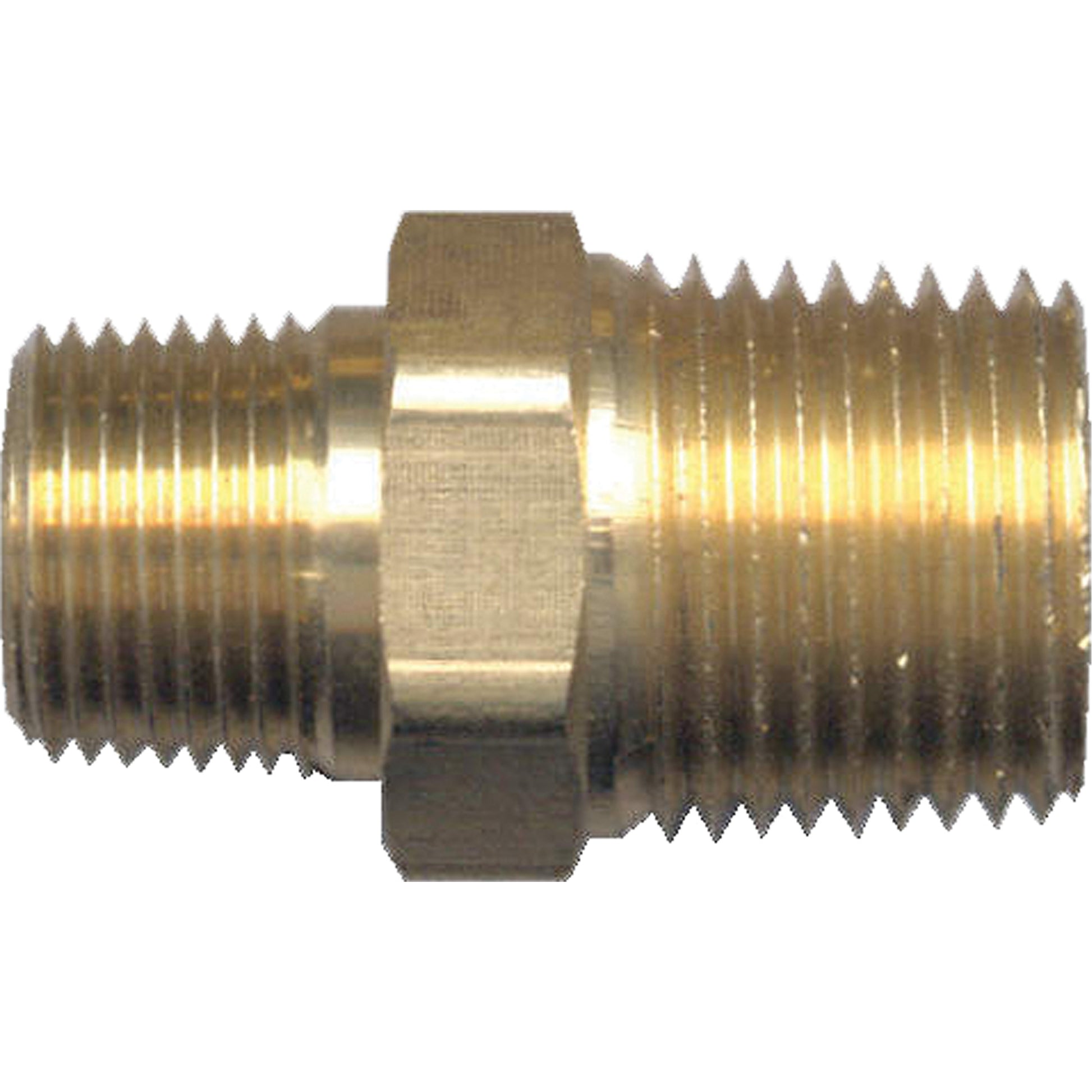Reducing Hex Nipple, Brass, 1/2" x 3/8", NPT x NPT