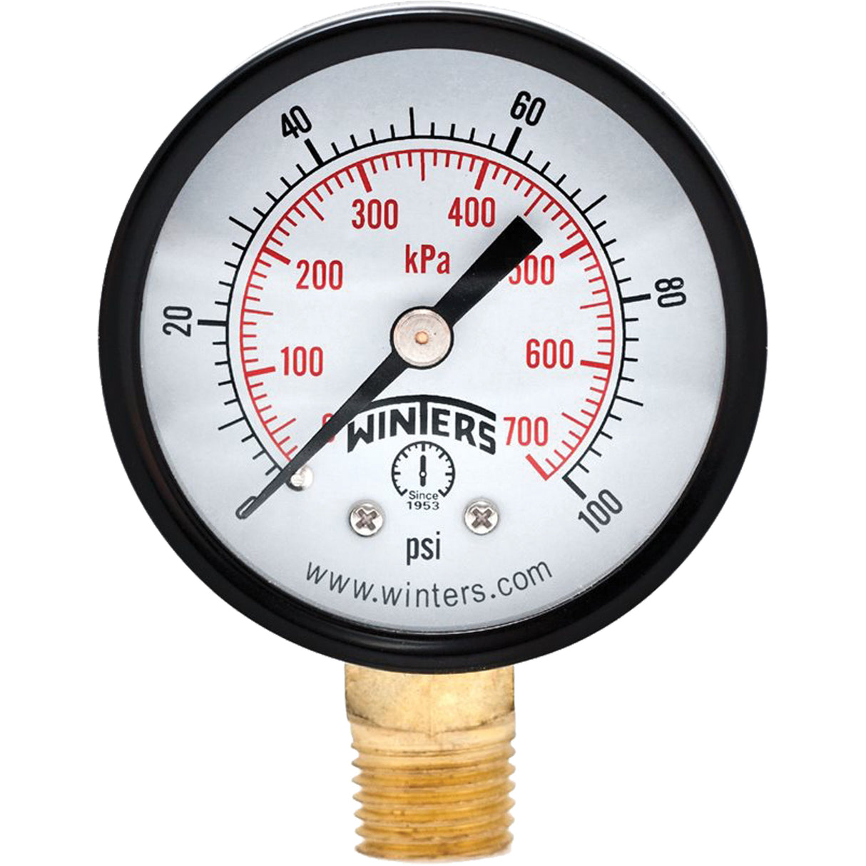 Economy Pressure Gauge, 2" , 0 - 100 psi, Bottom Mount, Analogue