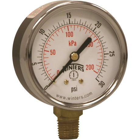 Economy Pressure Gauge, 2-1/2" , 0 - 30 psi, Bottom Mount, Analogue