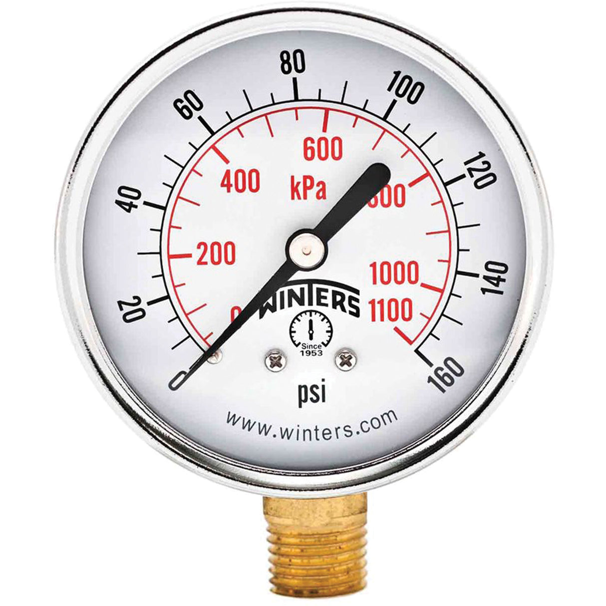 Economy Pressure Gauge, 2-1/2" , 0 - 160 psi, Bottom Mount, Analogue