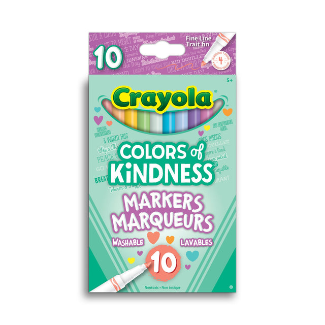 Crayola Colors of Kindness Fine Line Markers, 10 Count (Case of 12)