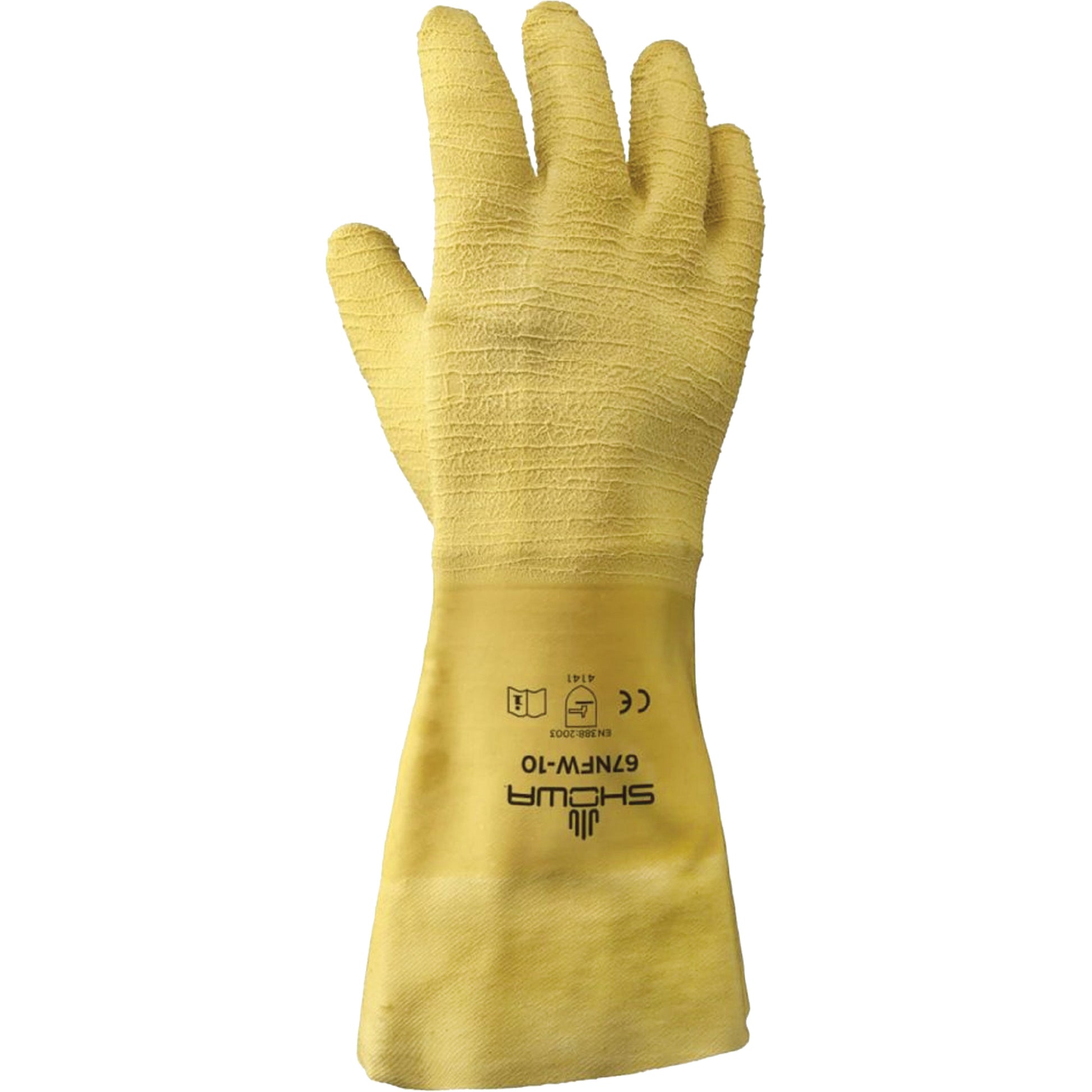 Showa 67NFW General Purpose Gloves, 10/Large, Rubber Latex Coating, Cotton Shell