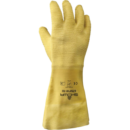 Showa 67NFW General Purpose Gloves, 10/Large, Rubber Latex Coating, Cotton Shell