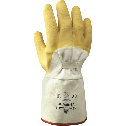 Showa 99NFW Heavy-Duty Gloves, 10/Large, Rubber Latex Coating, Cotton Shell